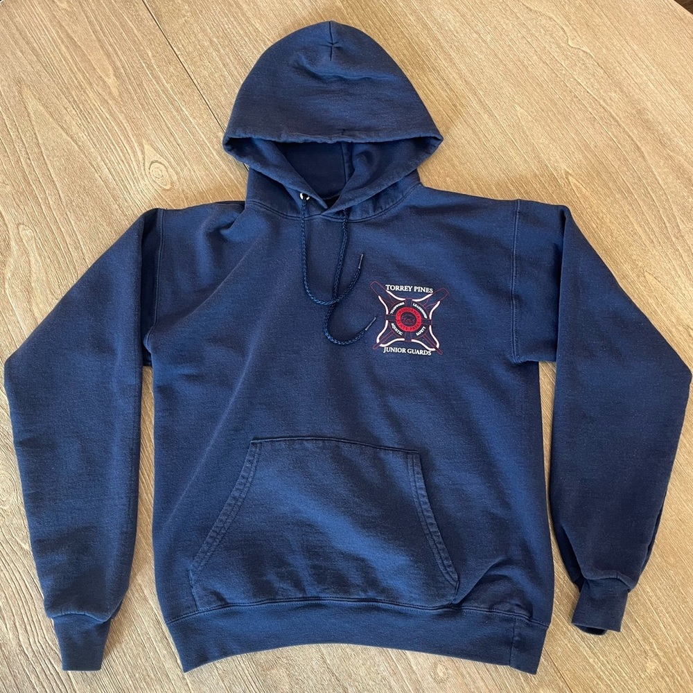 Del Mar CA Junior Lifeguards Front/Back Logo Hoodie Sweatshirt Size Adult Small